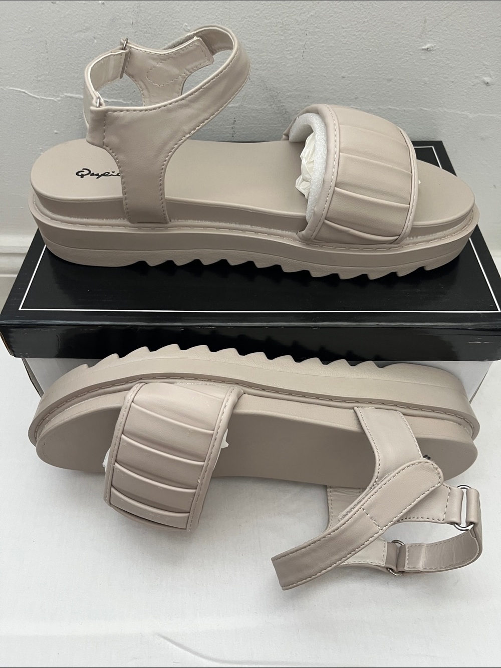 Qupid Beige Platform Sandals